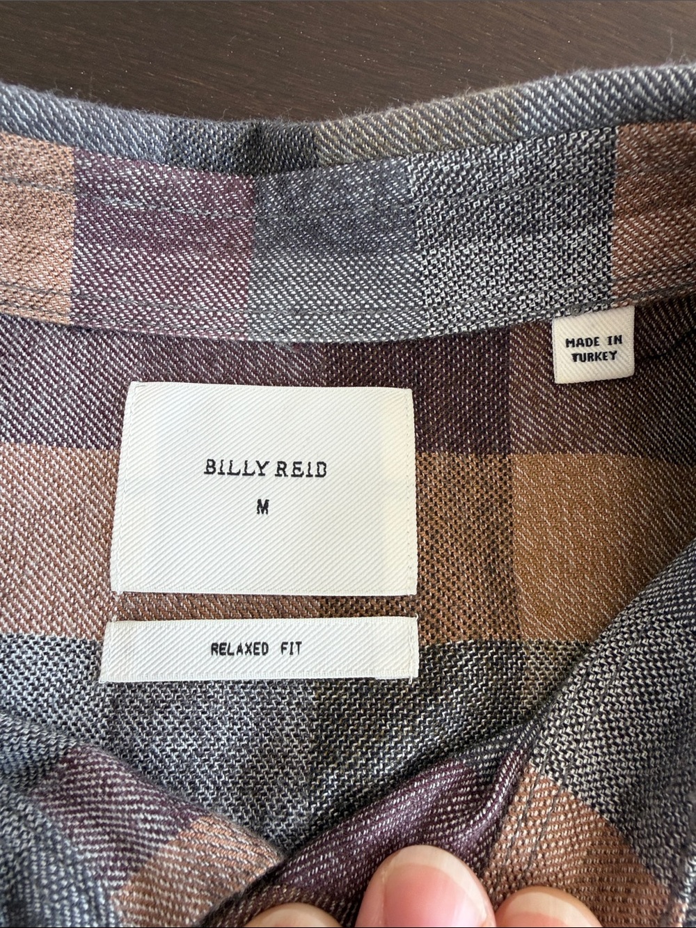 Men's Plaid Button-Up Shirt - Gray, Brown & Blue - Picture 2 of 3